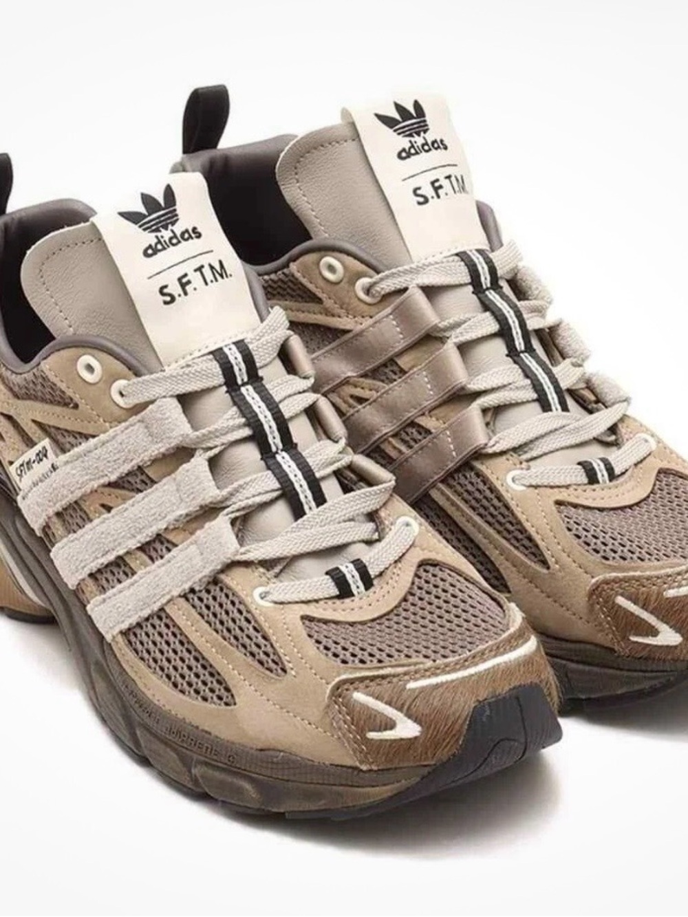 adidas S.F.T.M. Beige and Black Mixed-Material Sneakers